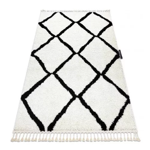 Covor BERBER CROSS alb franjuri shaggy 140x190 cm