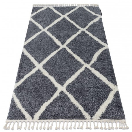  Covor BERBER CROSS B5950 gri / alb Fringe shaggy 240x330 cm