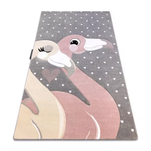  PETIT covor FLAMINGOS Flamingos inimă gri 180x270 cm
