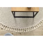 BERBER 9000  crem covor  cerc shaggy cu franjuri  160 cm