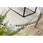 BERBER 9000  crem covor  cerc shaggy cu franjuri  160 cm