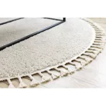 BERBER 9000  crem covor  cerc shaggy cu franjuri  160 cm