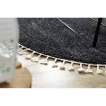 Covor BERBER 9000 Cerc, gri franjuri shaggy 160 cm