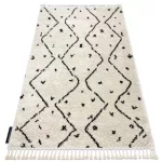 Covor TETUAN B751 zig-zag crem franjuri shaggy 200x290 cm