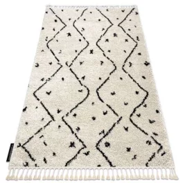 Covor TETUAN B751 zig-zag crem franjuri shaggy 200x290 cm