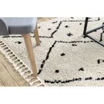 Covor TETUAN B751 zig-zag crem franjuri shaggy 200x290 cm