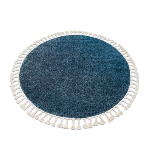 Covor BERBER 9000 Cerc, albastru franjuri shaggy 160 cm