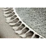 Covor BERBER 9000 Cerc, verde franjuri shaggy 160 cm