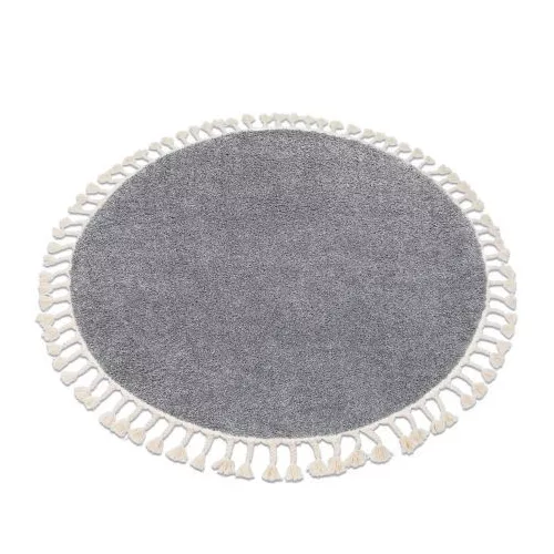 Covor BERBER 9000 Cerc, gri franjuri shaggy 160 cm