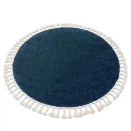   Covor BERBER 9000 Cerc, albastru închis franjuri shaggy 160 cm