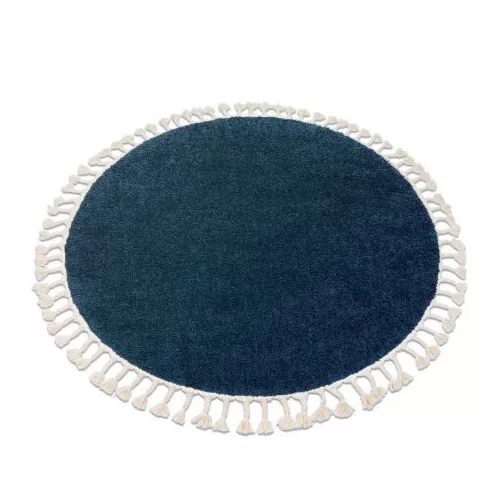 Covor BERBER 9000 Cerc, albastru închis franjuri shaggy 160 cm