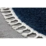 Covor BERBER 9000 Cerc, albastru închis franjuri shaggy 160 cm