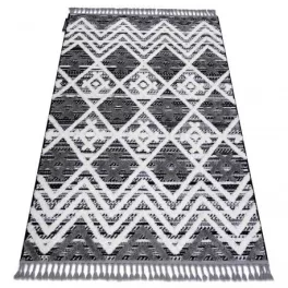   Covor MAROC P642 zig-zag gri / alb franjuri Berber shaggy 120x170 cm