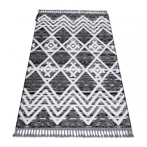 Covor MAROC P642 zig-zag gri / alb franjuri Berber shaggy 120x170 cm
