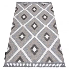   Covor MAROC P651 Diamant gri / alb franjuri Berber shaggy 120x170 cm