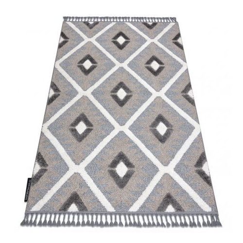 Covor MAROC P651 Diamant gri / alb franjuri Berber shaggy 120x170 cm