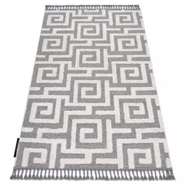 Covor MAROC P655 gri / alb franjuri Berber shaggy 120x170 cm