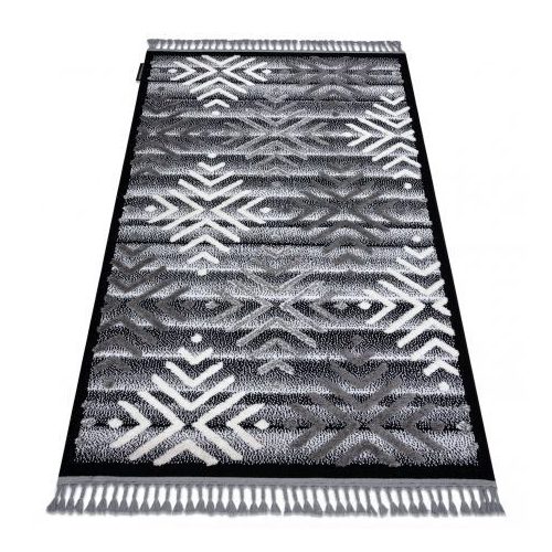 Covor MAROC P658 negru / gri franjuri Berber shaggy 120x170 cm