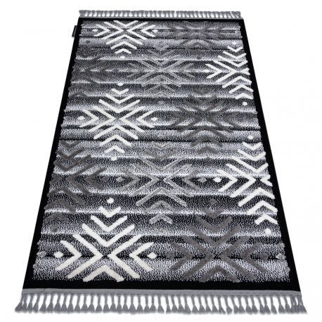 Covor MAROC P658 negru / gri franjuri Berber shaggy 120x170 cm