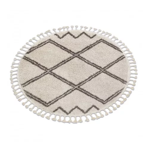Covor BERBER ASILA Cerc, bej / maro franjuri shaggy 120 cm