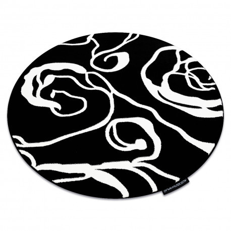 HAMPTON covor modern Rosa cerc,model cu flori ,negru cerc140 cm