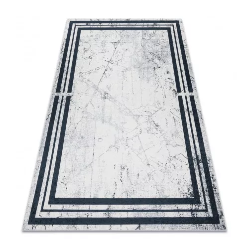 ANDRE 1023 covor lavabil antiderapant,chenar marmurá - negru /alb 160x220 cm
