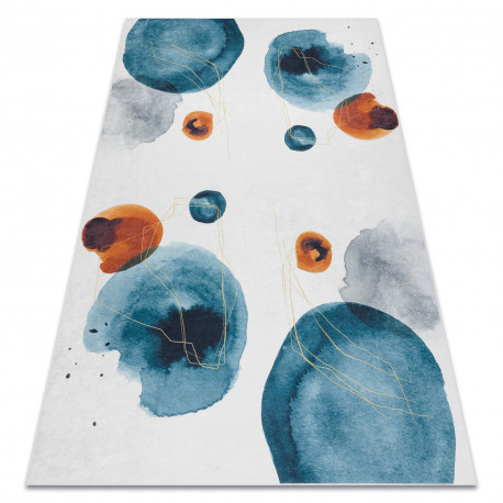 ANDRE 1112 covor lavabil  abstract antiderapant - alb/ albastru 160x220 cm