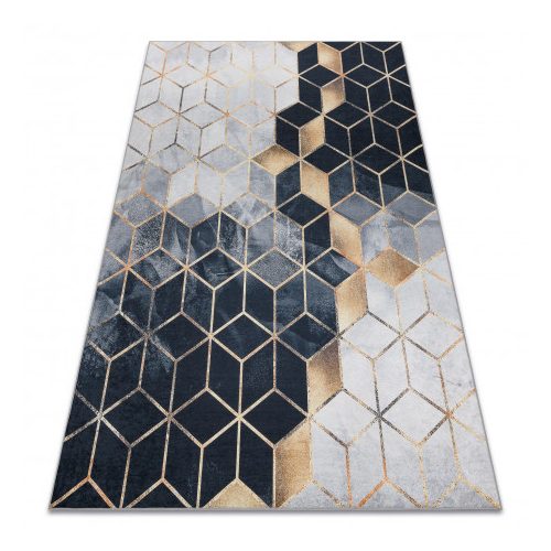 ANDRE 1171 covor lavabil, Figuri geometrice, antiderapant, - negru / auriu 160x220 cm