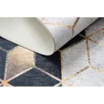 ANDRE 1171 covor lavabil, Figuri geometrice, antiderapant, - negru / auriu 160x220 cm
