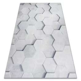   ANDRE 1180 covor lavabil, Figuri geometrice 3D antiderapant, - gri 160x220 cm