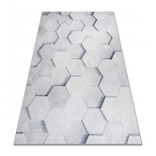 ANDRE 1180 covor lavabil, Figuri geometrice 3D antiderapant, - gri 160x220 cm
