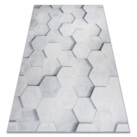 ANDRE 1180 covor lavabil, Figuri geometrice 3D antiderapant, - gri 160x220 cm