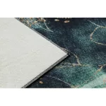 ANDRE 1336 covor lavabil, Frunze, antiderapant, - negru / turcoaz 160x220 cm