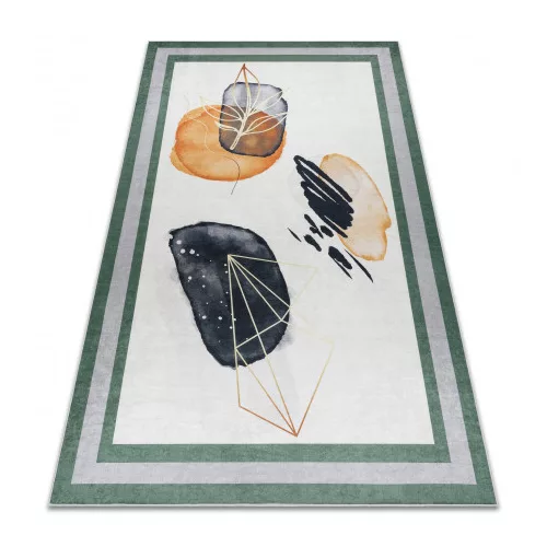 ANDRE 1088 covor lavabil, Abstract  antiderapant, - alb / verde 120x170 cm
