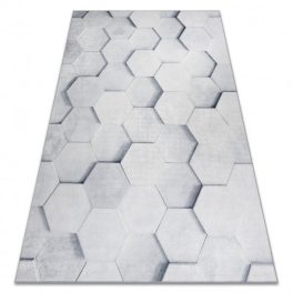   ANDRE 1180 covor lavabil hexagon 3D antiderapant - gri 120x170 cm