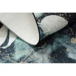 ANDRE 1336 covor lavabil, Frunze, antiderapant, - negru / turcoaz 120x170 cm