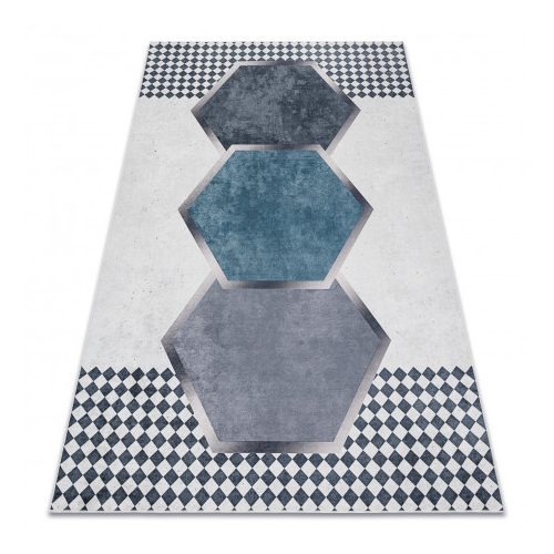 ANDRE 1863 covor lavabil, Figuri geometrice, antiderapant, - alb / negru 120x170 cm