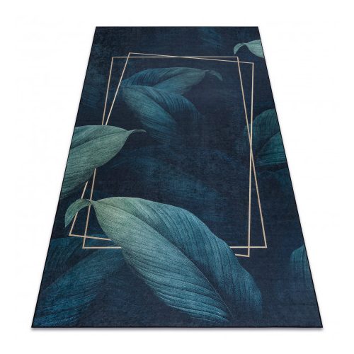 ANDRE 1170 covor lavabil, Frunze, Figuri geometrice, antiderapant, - albastru 80x150 cm