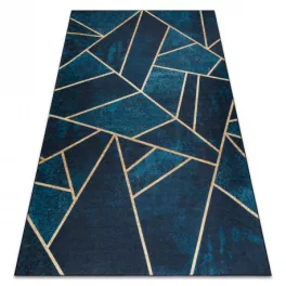   ANDRE 1173 covor lavabil, Figuri geometrice, antiderapant, - turcoaz / auriu 80x150 cm