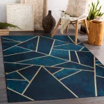 ANDRE 1173 covor lavabil, Figuri geometrice, antiderapant, - turcoaz / auriu 80x150 cm