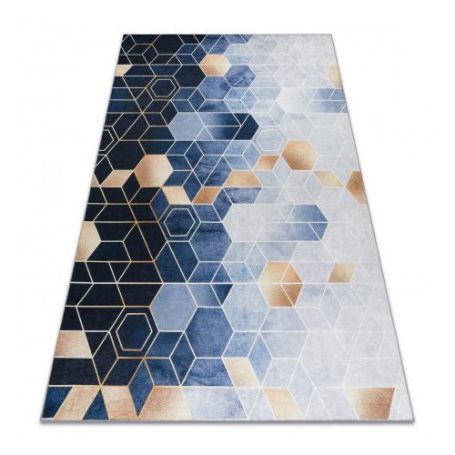 ANDRE 1216 covor lavabil, Figuri geometrice, antiderapant, - albastru 80x150 cm