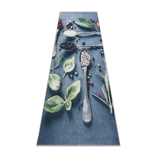  Kab. Covor lavabil ANDRE 1151 Linguri, antiderapant pentru bucătărie - albastru 80x200 cm