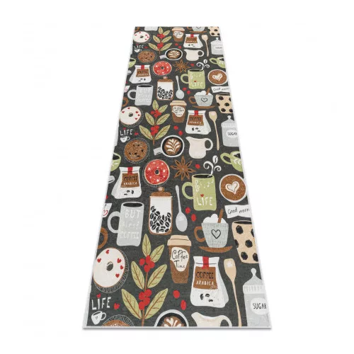  Kab. Covor lavabil ANDRE 1297, cană, cafea. pentru bucătărie. antiderapant - maro 80x200 cm