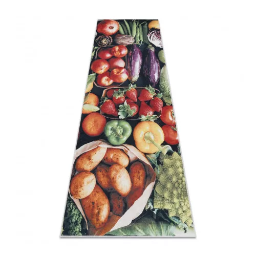  Kab. Covor lavabil ANDRE 1711 Fructe și legume, antiderapant pentru bucătărie - verde 80x200 cm