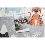 BAMBINO 2160 covor lavabil  pentru copii, antiderapant - gri  cu animale, Indian  80x150 cm