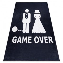   Covor lavabil, BAMBINO 2104 'Game over' antiderapant, - negru 80x150 cm