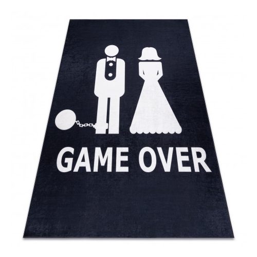 Covor lavabil, BAMBINO 2104 'Game over' antiderapant, - negru 80x150 cm