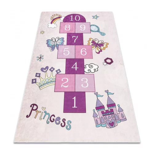 BAMBINO 2285 covor lavabil pentru copii,antiderapant - roz sotron, princess 120x170 cm