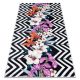 ANDRE 2300 covor lavabil cu flori, antiderapant -  negru / alb 80x150 cm