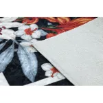 ANDRE 2300 covor lavabil flori, cikcakk antiderapant - negru /alb 160x220 cm